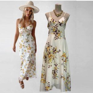 Evangeline White Floral Maxi Tank Dress Size 10